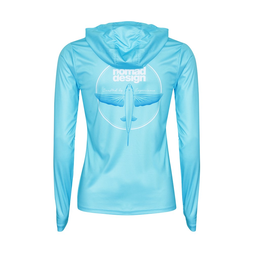 Womens Tech Fishing Shirt Hooded - Flyer Teal – Nomad-Design