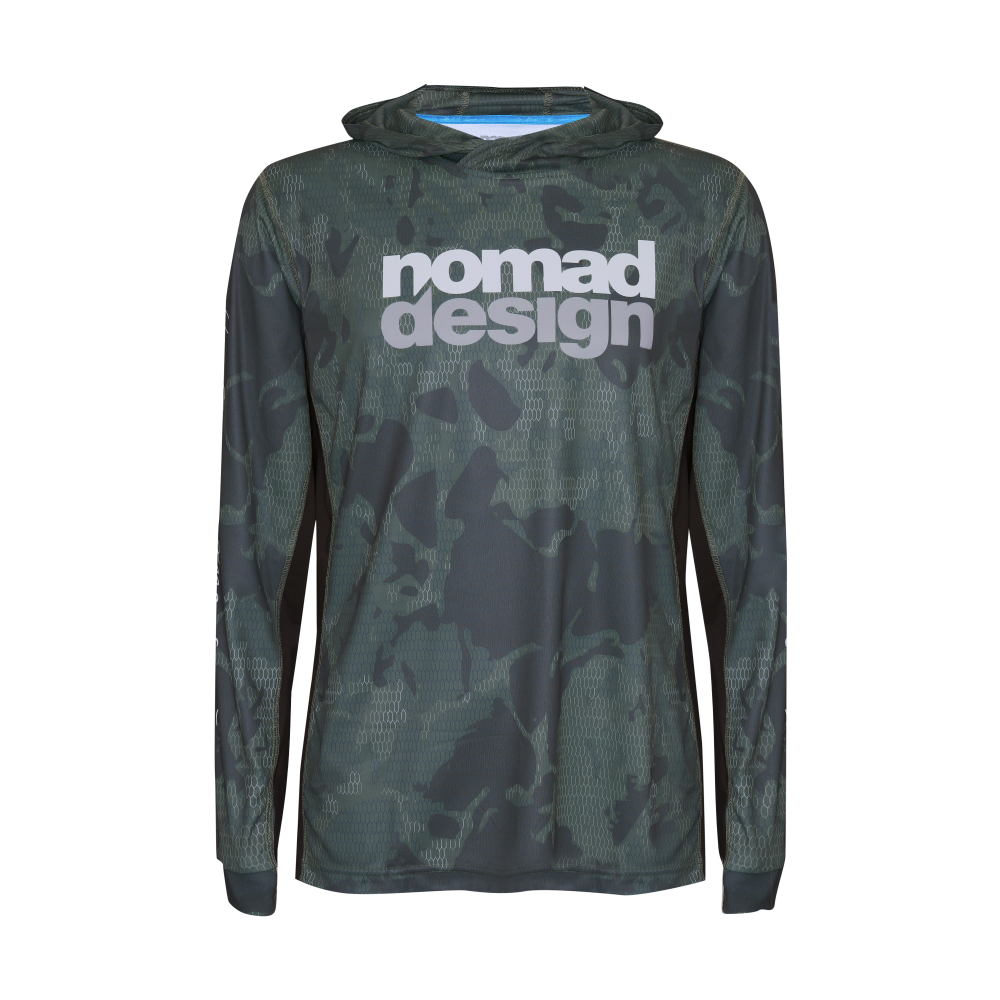 Hooded Tech Fishing Shirt - Forest Camo