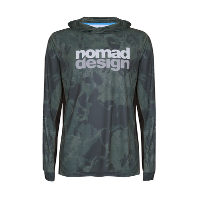 Hooded Tech Fishing Shirt - Forest Camo